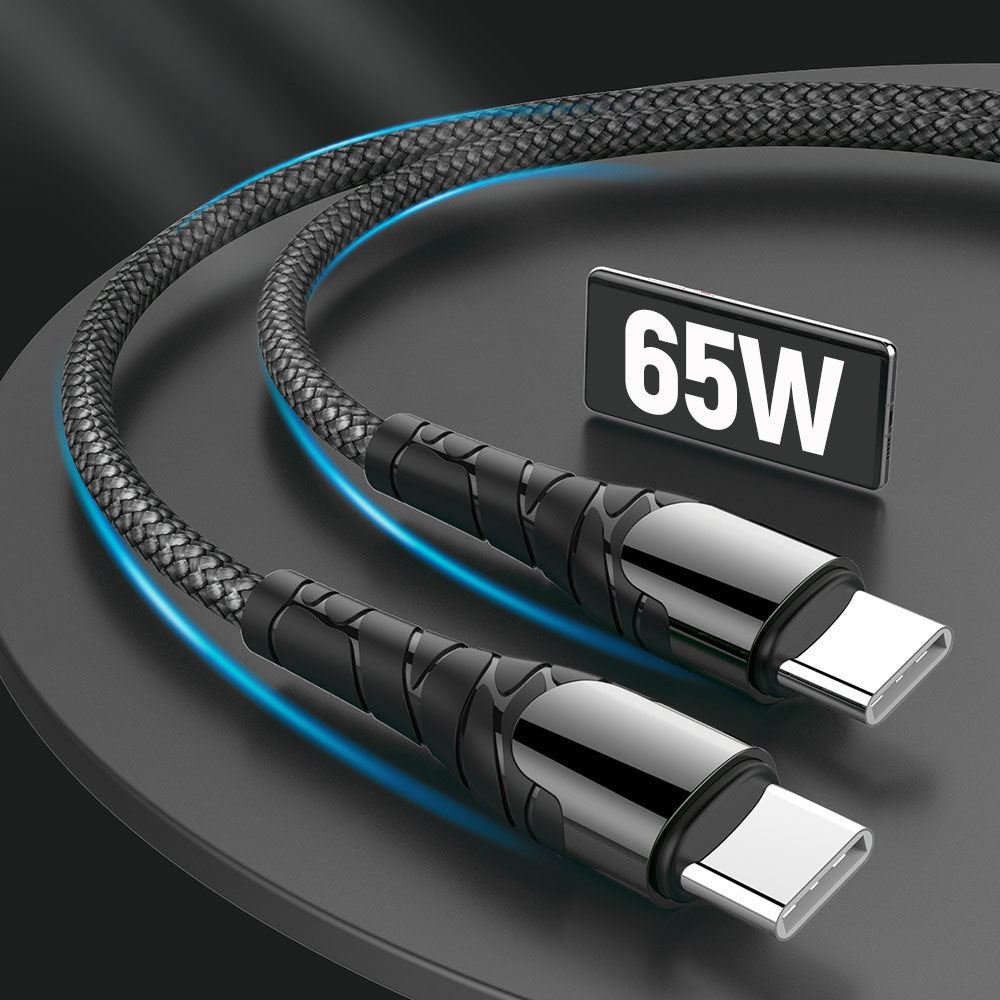 Dátový a nabíjací kábel USB-C - USB-C ColorWay CW-CBPDCC040, 65W, 1m, Sivý