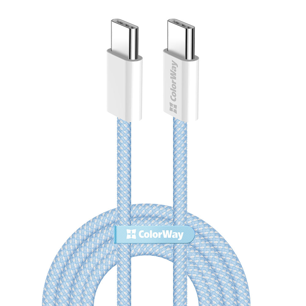 Dátový a nabíjací kábel USB-C - USB-C ColorWay CW-CBPDCC061, 60W, 1m, Modrý