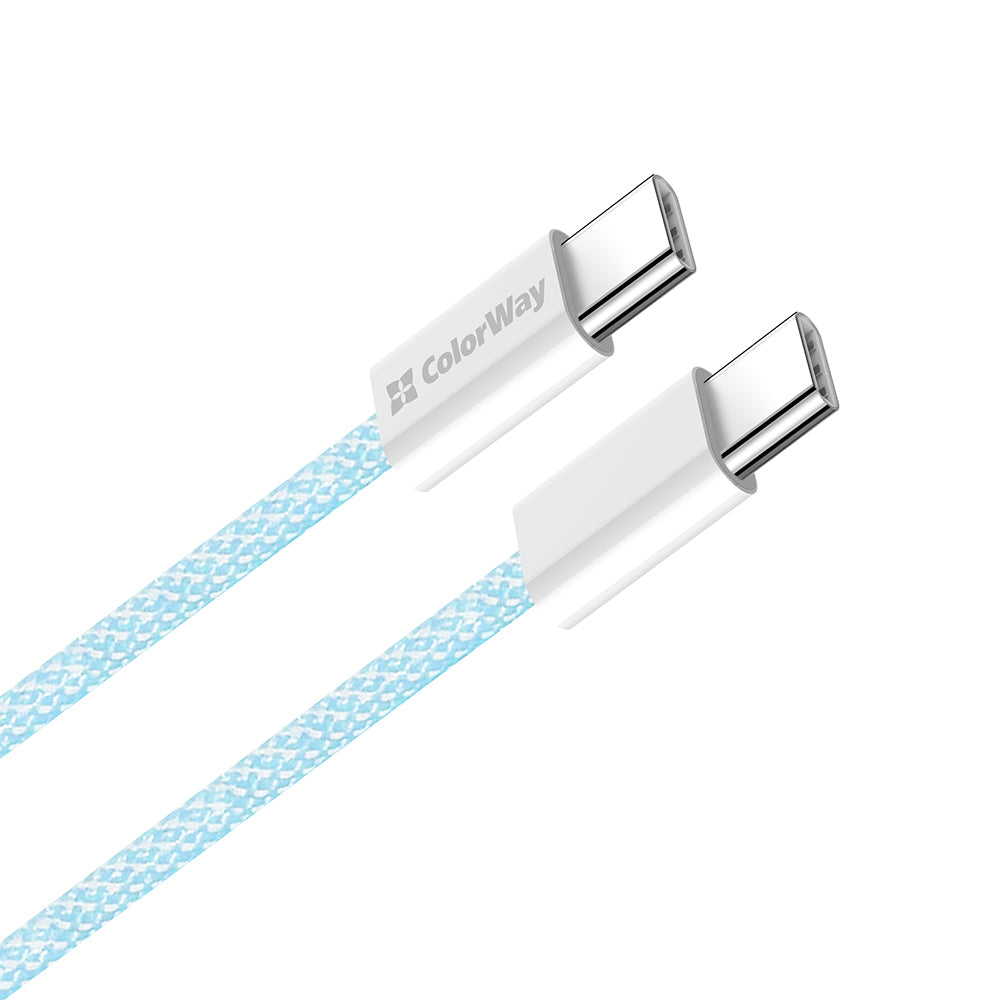 Dátový a nabíjací kábel USB-C - USB-C ColorWay CW-CBPDCC061, 60W, 1m, Modrý