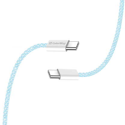 Dátový a nabíjací kábel USB-C - USB-C ColorWay CW-CBPDCC061, 60W, 1m, Modrý