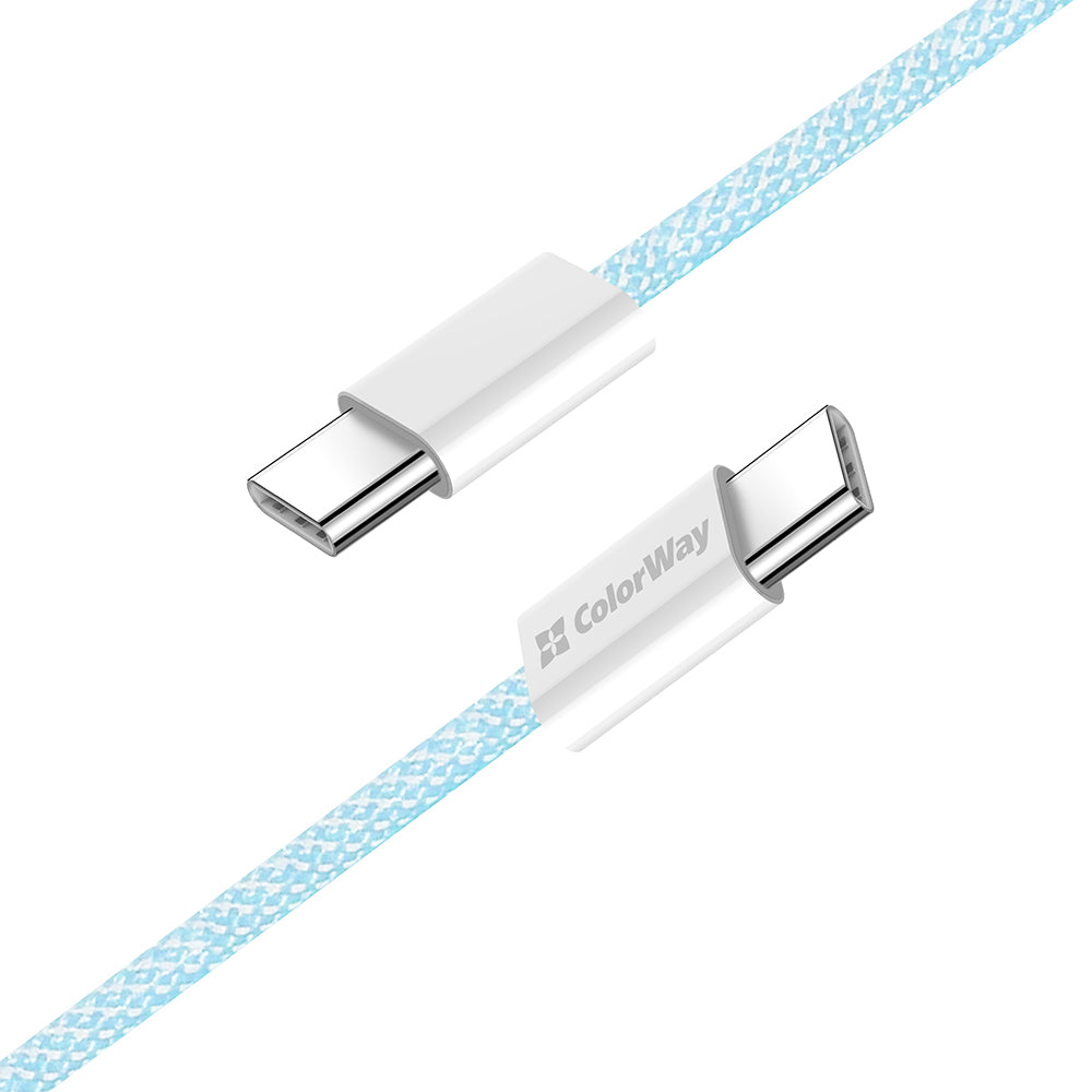 Dátový a nabíjací kábel USB-C - USB-C ColorWay CW-CBPDCC061, 60W, 1m, Modrý