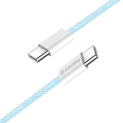 Dátový a nabíjací kábel USB-C - USB-C ColorWay CW-CBPDCC061, 60W, 1m, Modrý