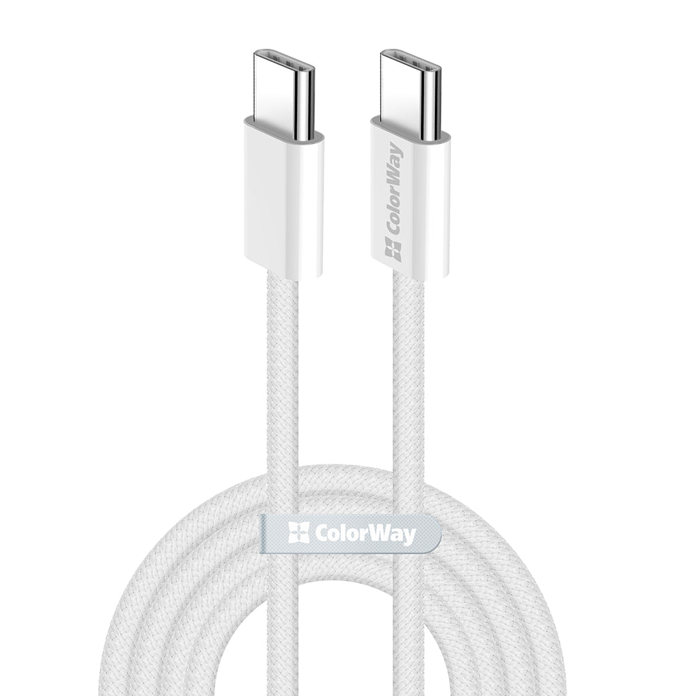 Dátový a nabíjací kábel USB-C - USB-C ColorWay CW-CBPDCC061, 60W, 1m, sivý