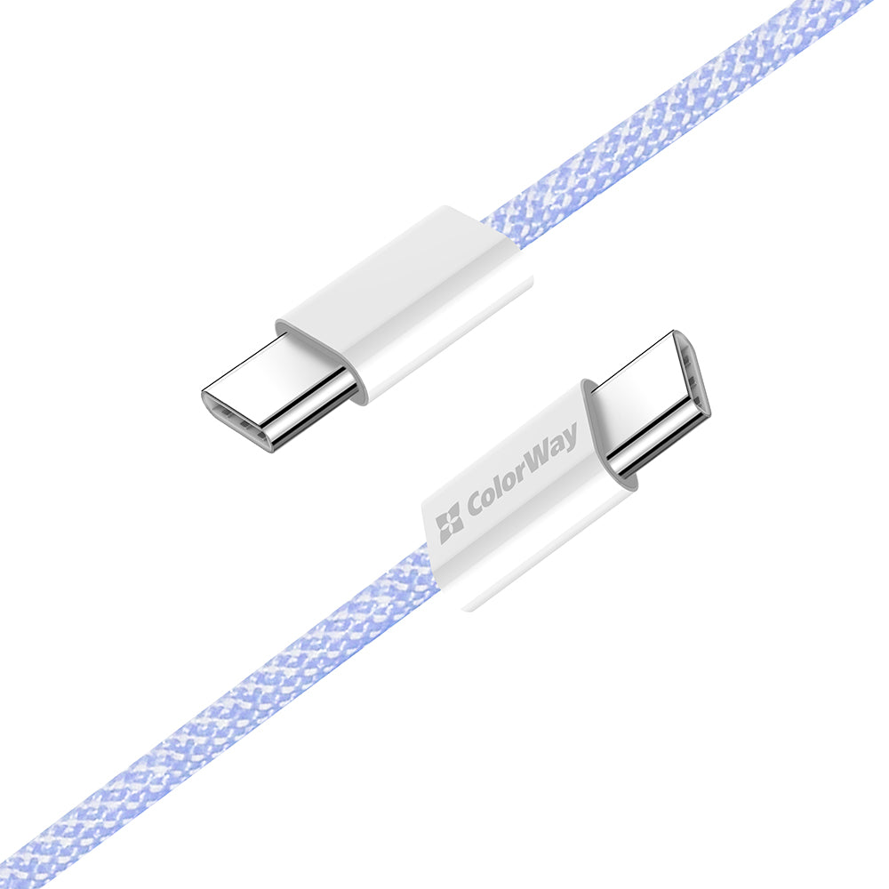 Dátový a nabíjací kábel USB-C - USB-C ColorWay CW-CBPDCC061, 60W, 1m, Fialový