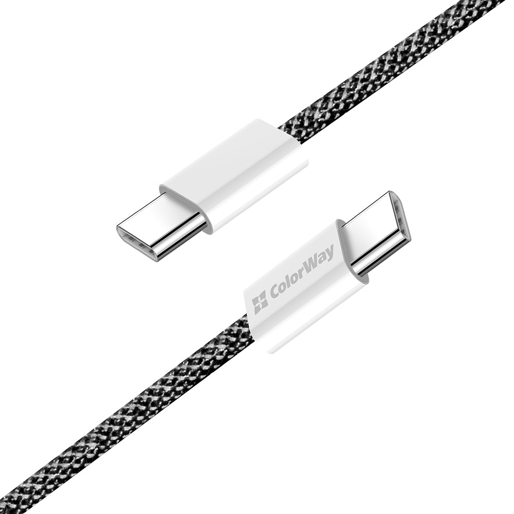 Dátový a nabíjací kábel USB-C - USB-C ColorWay CW-CBPDCC061, 60W, 1m, čierny