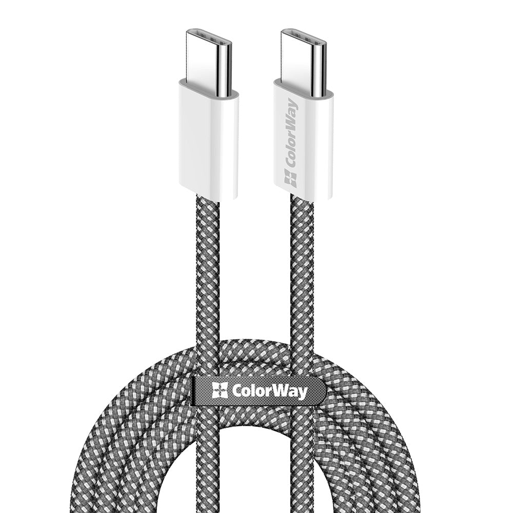 Dátový a nabíjací kábel USB-C - USB-C ColorWay CW-CBPDCC061, 60W, 1m, čierny