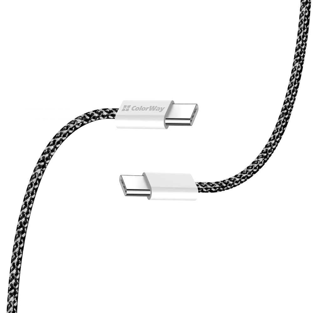 Dátový a nabíjací kábel USB-C - USB-C ColorWay CW-CBPDCC061, 60W, 1m, čierny