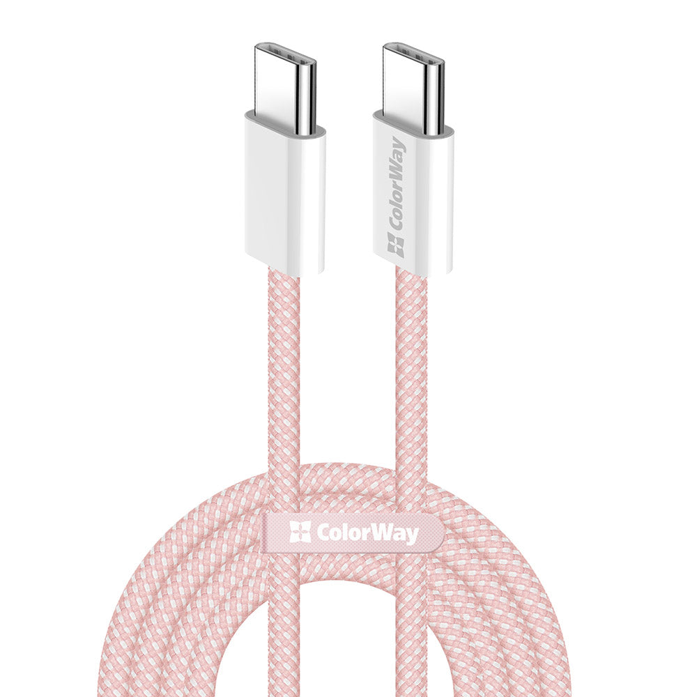Dátový a nabíjací kábel USB-C - USB-C ColorWay CW-CBPDCC061, 60W, 1m, Ružový