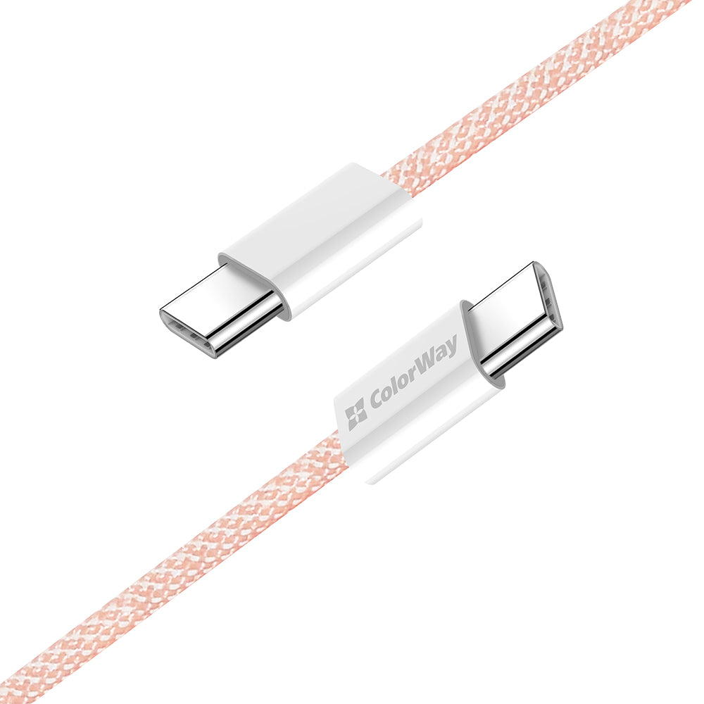 Dátový a nabíjací kábel USB-C - USB-C ColorWay CW-CBPDCC061, 60W, 1m, Ružový