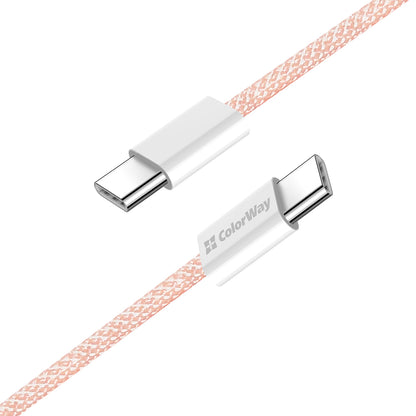 Dátový a nabíjací kábel USB-C - USB-C ColorWay CW-CBPDCC061, 60W, 1m, Ružový