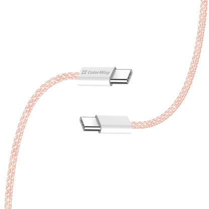 Dátový a nabíjací kábel USB-C - USB-C ColorWay CW-CBPDCC061, 60W, 1m, Ružový