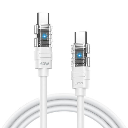 Dátový a nabíjací kábel USB-C - USB-C Lito LD05, 60W, 1m, Biela