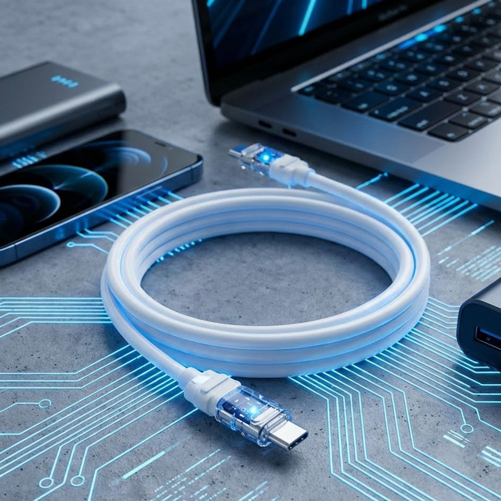 Dátový a nabíjací kábel USB-C - USB-C Lito LD05, 60W, 1m, Biela