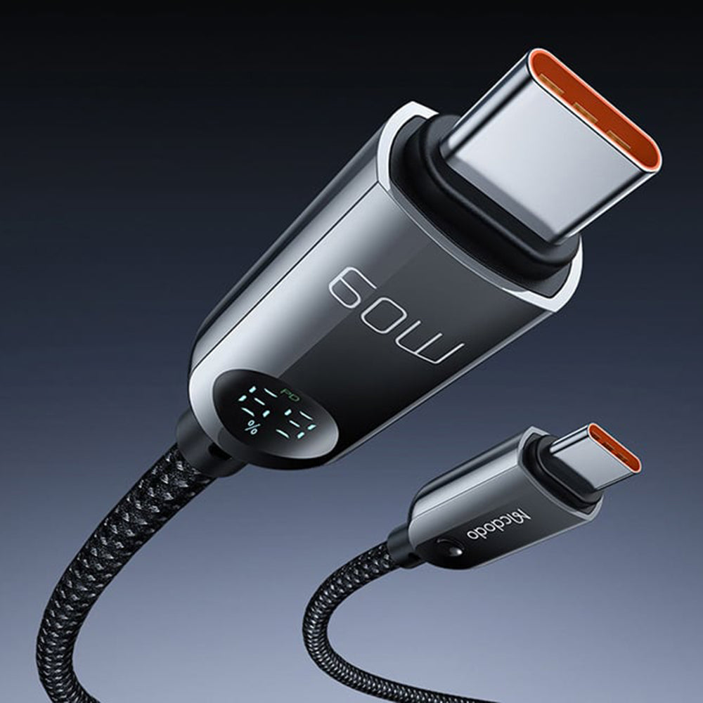 Dátový a nabíjací kábel USB-C - USB-C McDodo CA-4780 Display, 60W, 1.2m, čierny