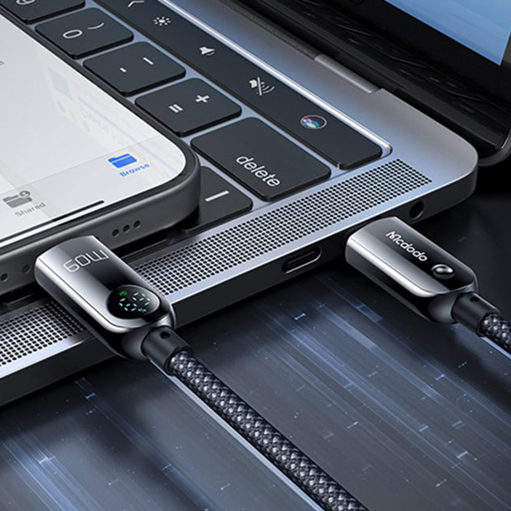 Dátový a nabíjací kábel USB-C - USB-C McDodo CA-4780 Display, 60W, 1.2m, čierny