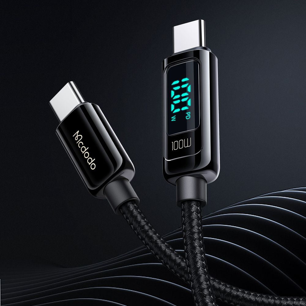 Dátový a nabíjací kábel USB-C - USB-C McDodo CA-8820 Display, 100W, 1.2m, Čierny