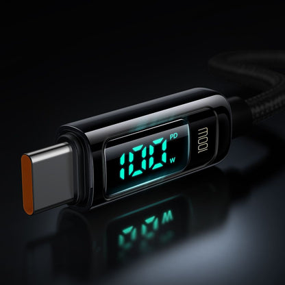 Dátový a nabíjací kábel USB-C - USB-C McDodo CA-8820 Display, 100W, 1.2m, Čierny