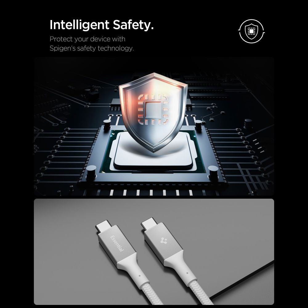 Dátový a nabíjací kábel USB-C - USB-C Spigen EB10010CC, 100W, 1m, Biela