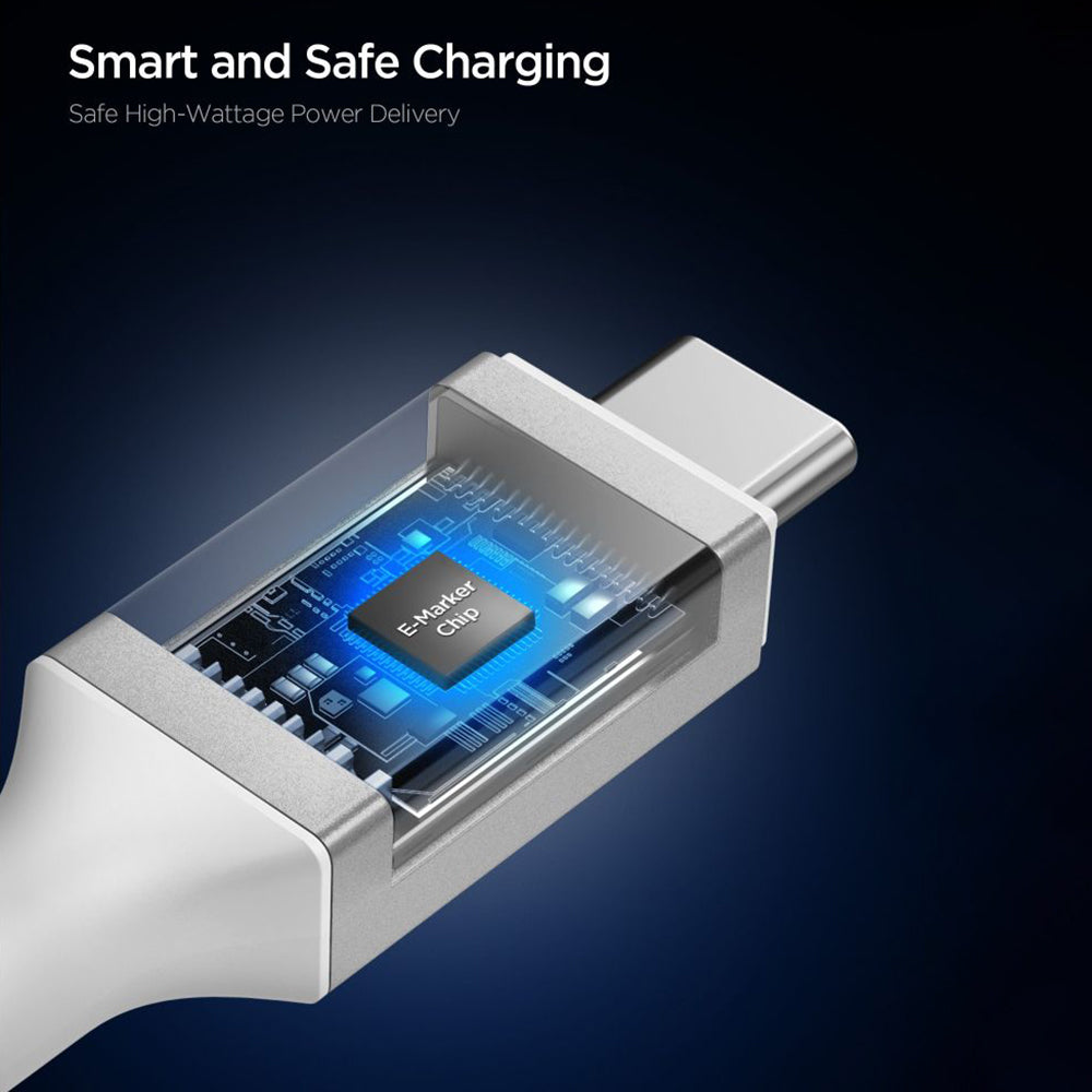 Dátový a nabíjací kábel USB-C - USB-C Spigen EB10010CC, 100W, 1m, Biela