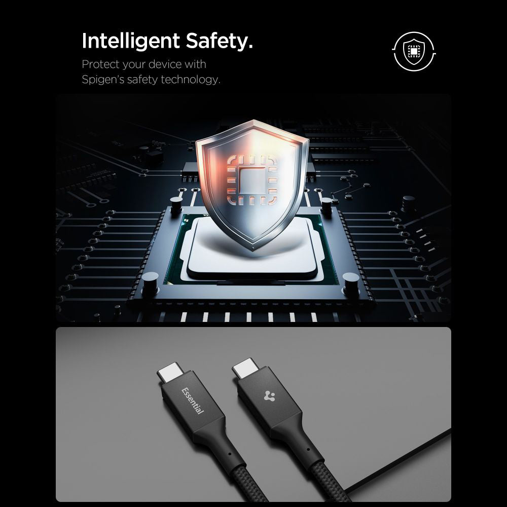 Dátový a nabíjací kábel USB-C - USB-C Spigen EB10015CC, 100W, 1.5m, Čierny ACA10421