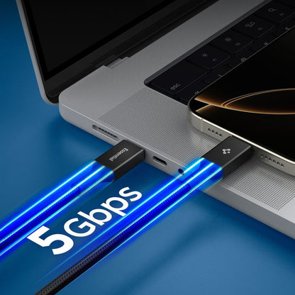 Dátový a nabíjací kábel USB-C - USB-C Spigen EB10015CC, 100W, 1.5m, Čierny ACA10421