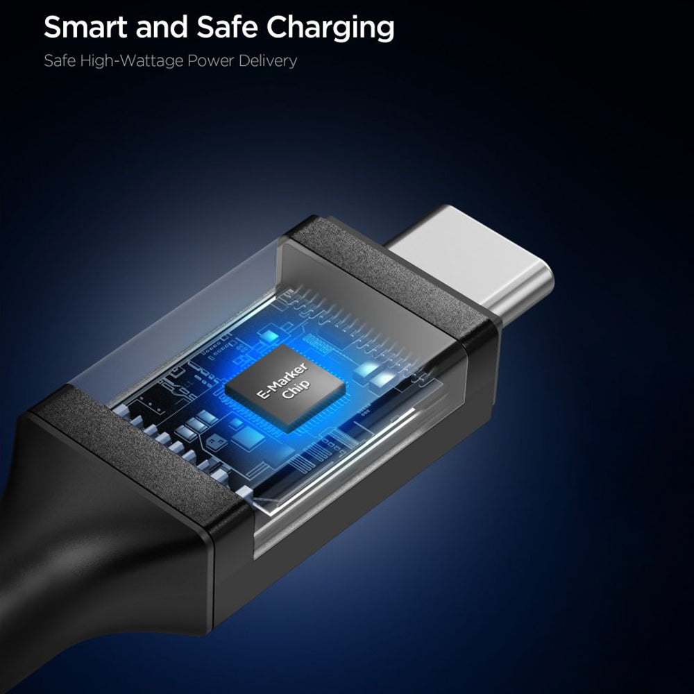 Dátový a nabíjací kábel USB-C - USB-C Spigen EB10020CC, 100W, 2m, čierny