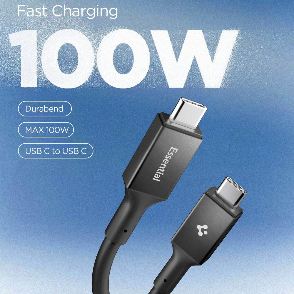 Dátový a nabíjací kábel USB-C - USB-C Spigen EB10020CC, 100W, 2m, čierny