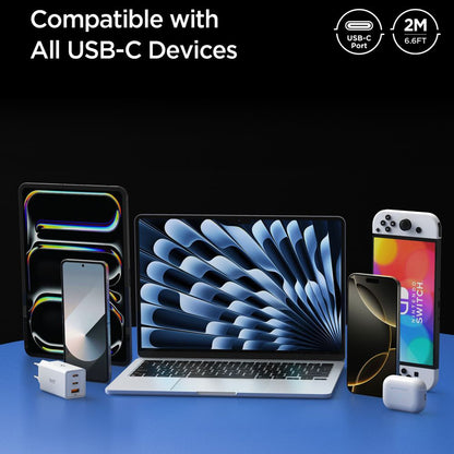 Dátový a nabíjací kábel USB-C - USB-C Spigen EB10020CC, 100W, 2m, čierny