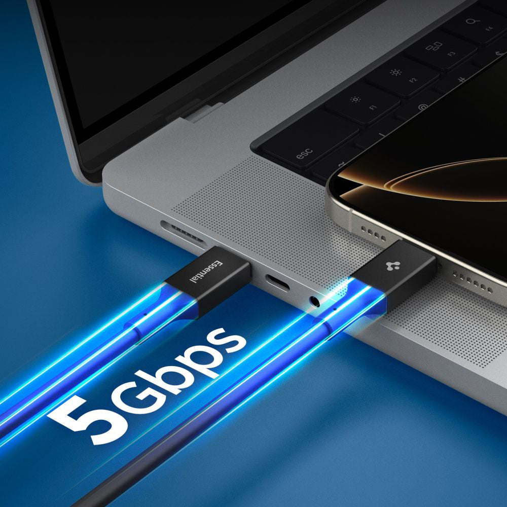 Dátový a nabíjací kábel USB-C - USB-C Spigen EB10020CC, 100W, 2m, čierny