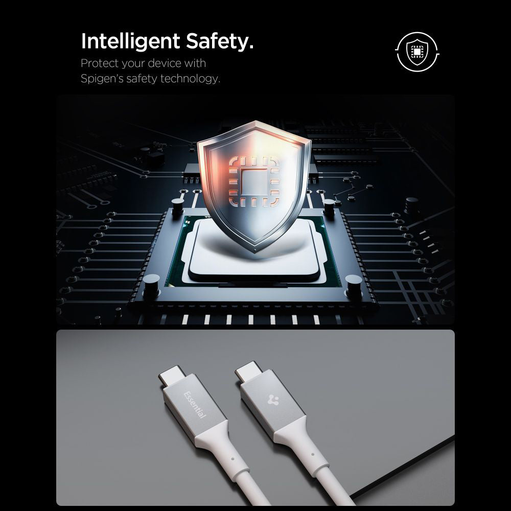 Dátový a nabíjací kábel USB-C - USB-C Spigen EB24012CC, 240W, 1.2m, Biela