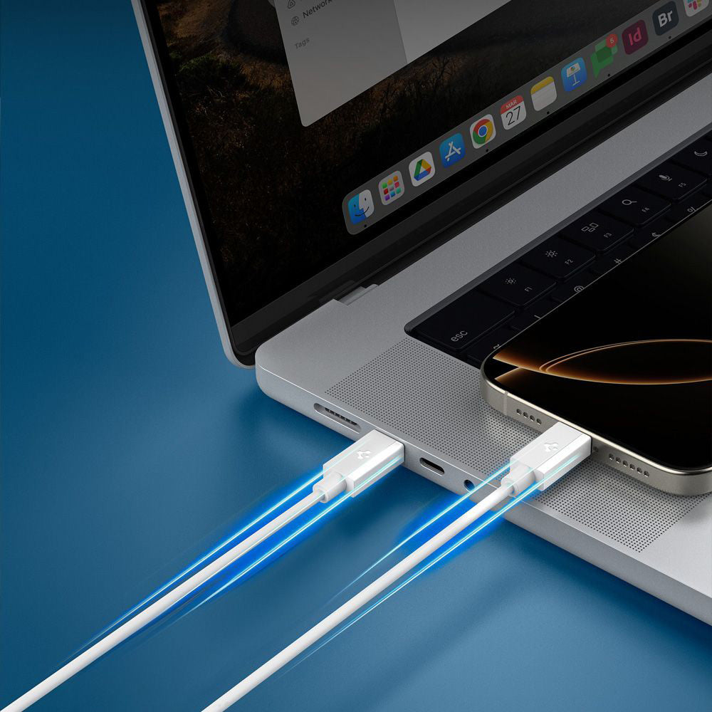 Dátový a nabíjací kábel USB-C - USB-C Spigen Essential, 60W, 1m, Biela ACA08717