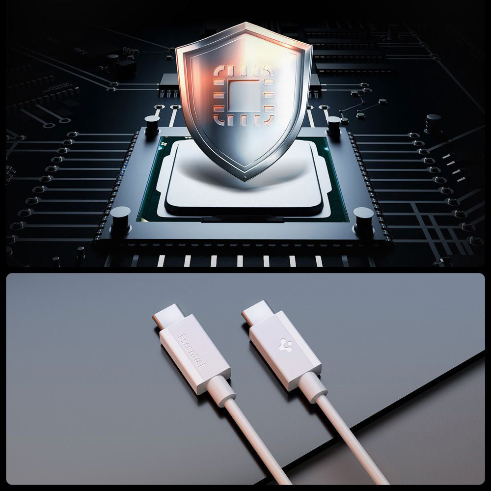 Dátový a nabíjací kábel USB-C - USB-C Spigen Essential, 60W, 2m, Biela