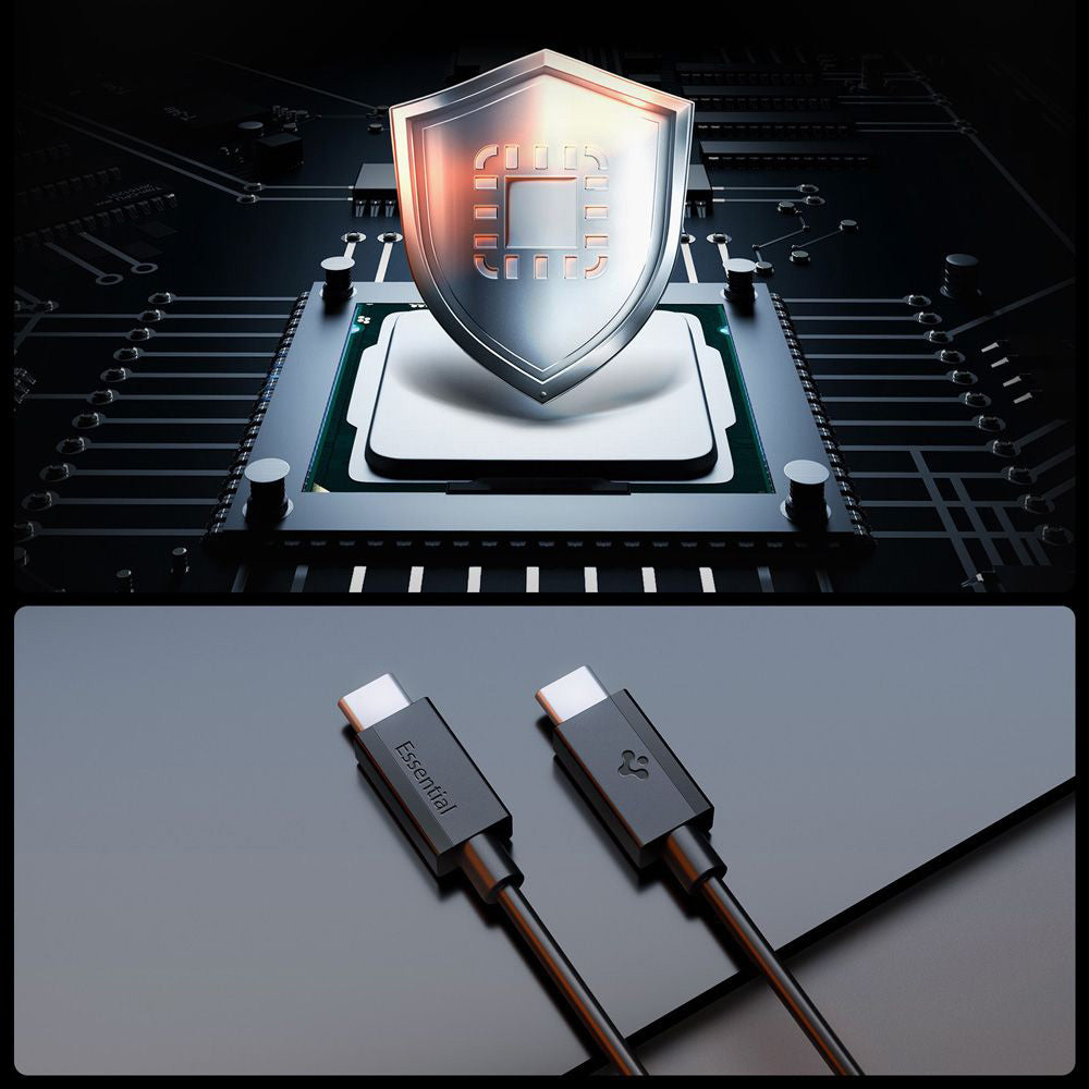 Dátový a nabíjací kábel USB-C - USB-C Spigen Essential, 60W, 2m, čierny