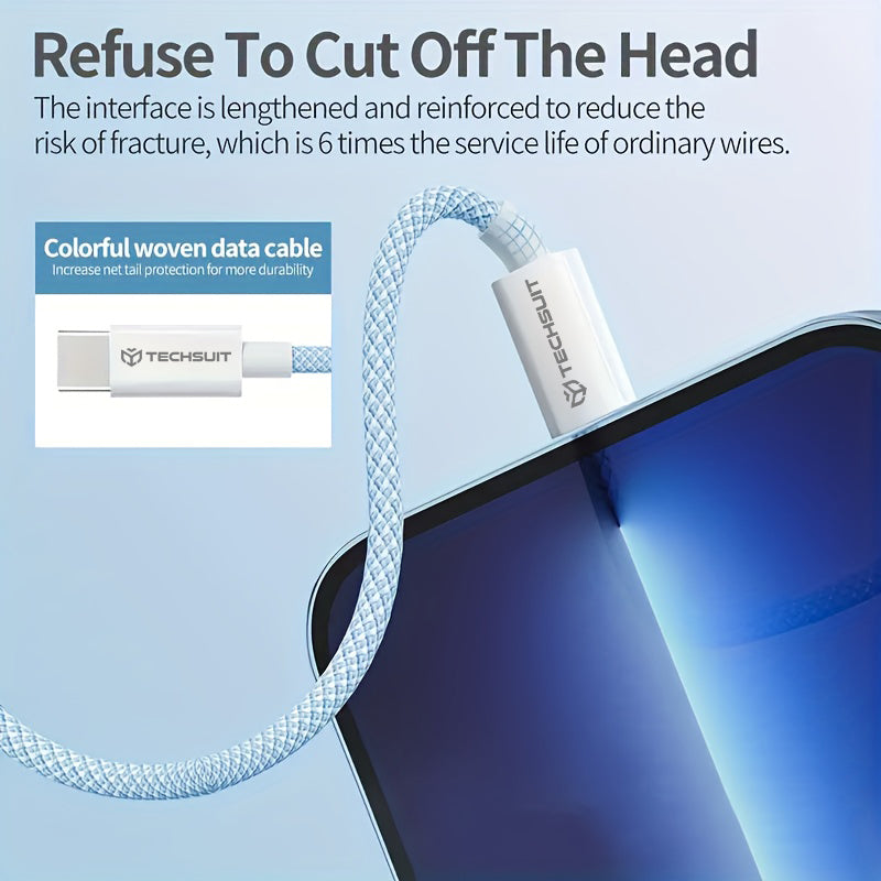 Dátový a nabíjací kábel USB-C - USB-C Techsuit PCB114D, 60W, 1m, Fialový