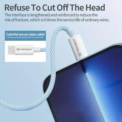 Dátový a nabíjací kábel USB-C - USB-C Techsuit PCB114D, 60W, 1m, Fialový