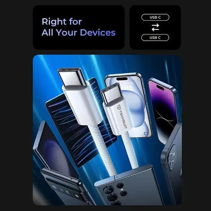 Dátový a nabíjací kábel USB-C - USB-C Techsuit PCB114D, 60W, 1m, Ružový