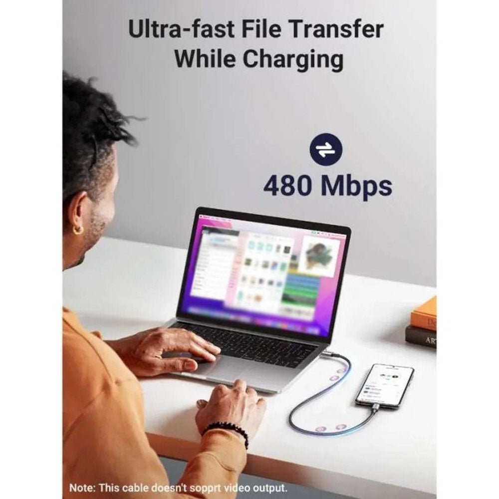 Dátový a nabíjací kábel USB-C - USB-C UGREEN L502, 100W, 1m, čierny