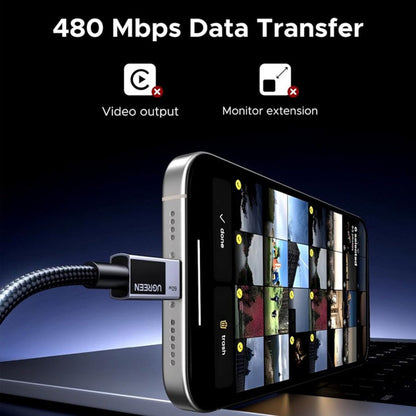 Dátový a nabíjací kábel USB-C - USB-C UGREEN L524, 60W, 1m, Sivý