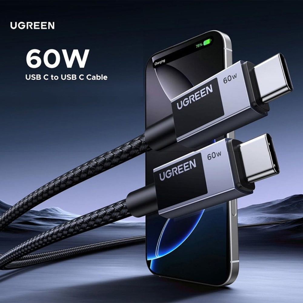 Dátový a nabíjací kábel USB-C - USB-C UGREEN L524, 60W, 1m, Sivý