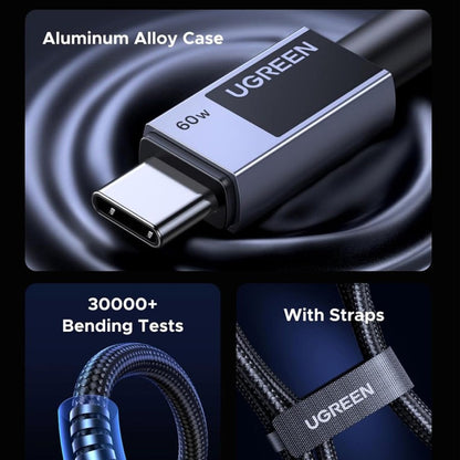Dátový a nabíjací kábel USB-C - USB-C UGREEN L524, 60W, 1m, Sivý