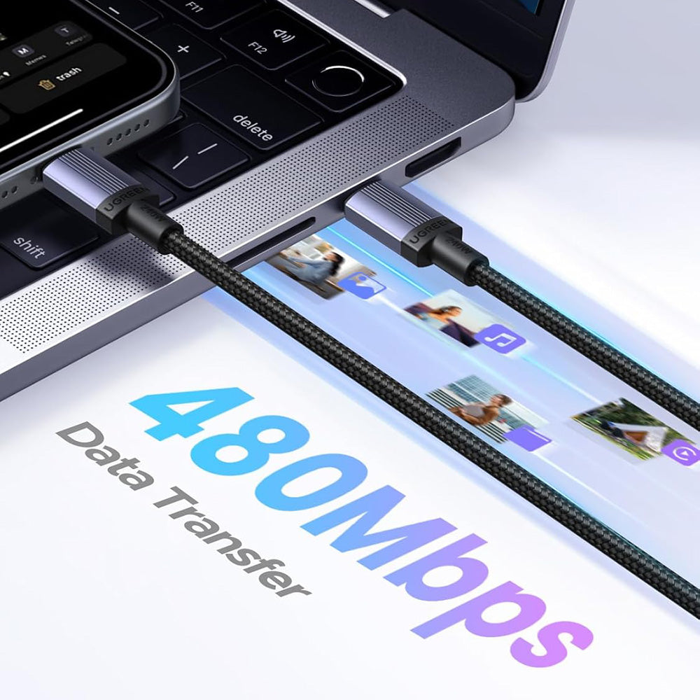 Dátový a nabíjací kábel USB-C - USB-C UGREEN L532, 240W, 1m, Sivý