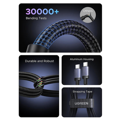 Dátový a nabíjací kábel USB-C - USB-C UGREEN L532, 240W, 2m, Sivý