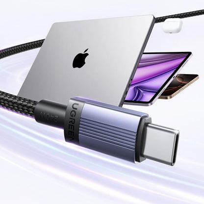 Dátový a nabíjací kábel USB-C - USB-C UGREEN L532, 240W, 3m, Sivý