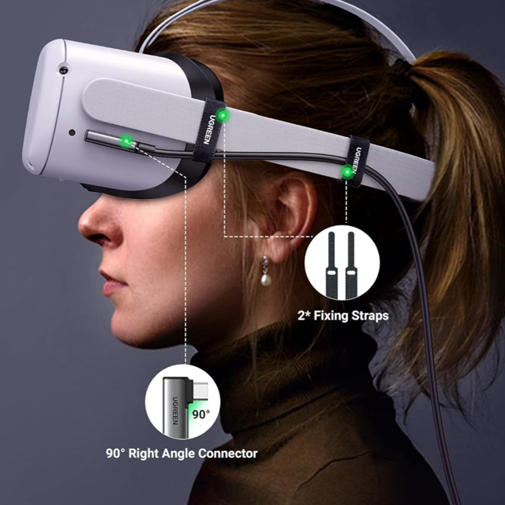 Dátový a nabíjací kábel USB-C - USB-C UGREEN US551 (90629) Uhlový, 60W, 5m, Čierny