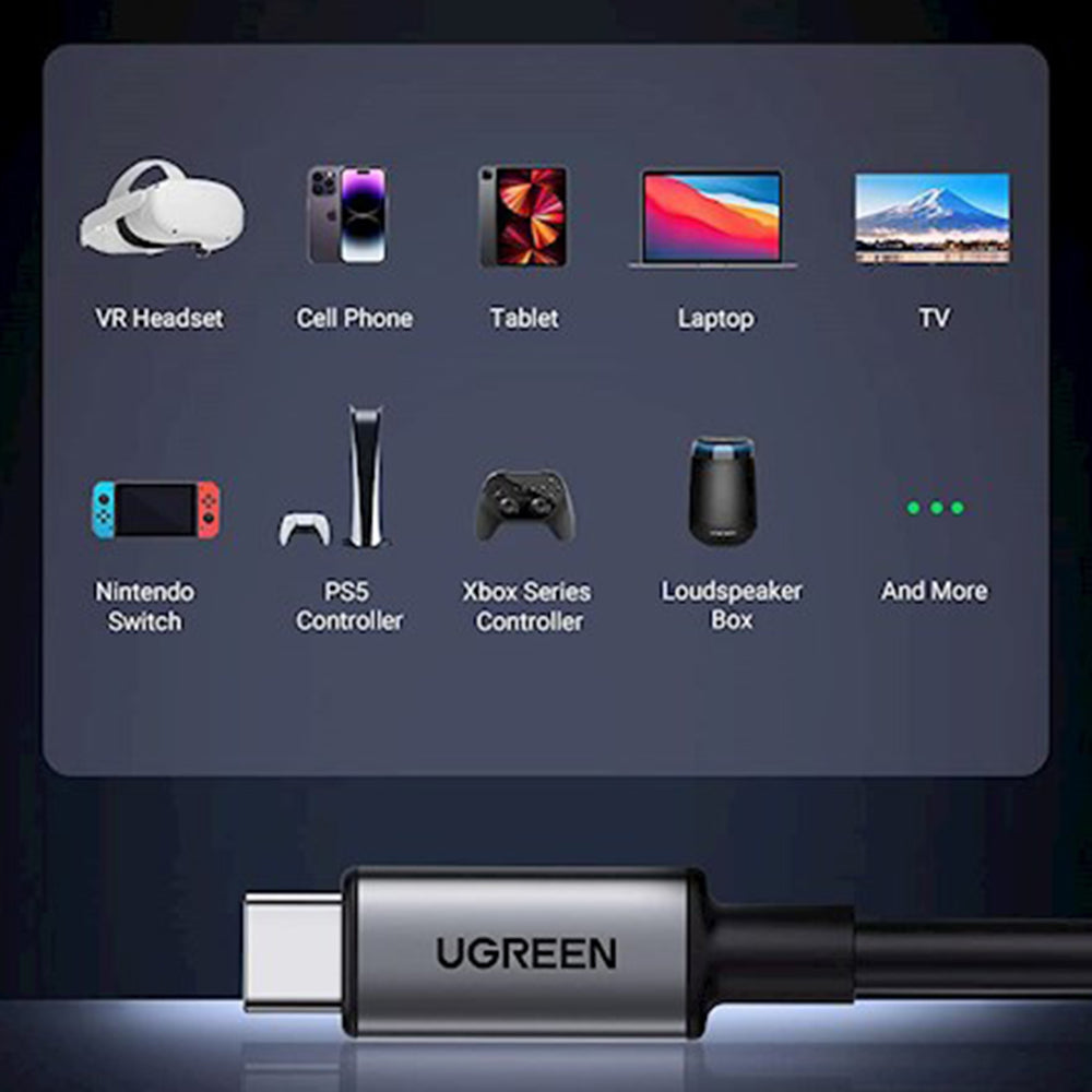 Dátový a nabíjací kábel USB-C - USB-C UGREEN US551 (90629) Uhlový, 60W, 5m, Čierny