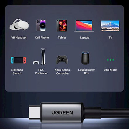 Dátový a nabíjací kábel USB-C - USB-C UGREEN US551 (90629) Uhlový, 60W, 5m, Čierny