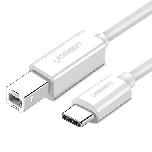 Tlačiarenský kábel UGREEN US241, USB-C - USB-B, 1.5m, Biely