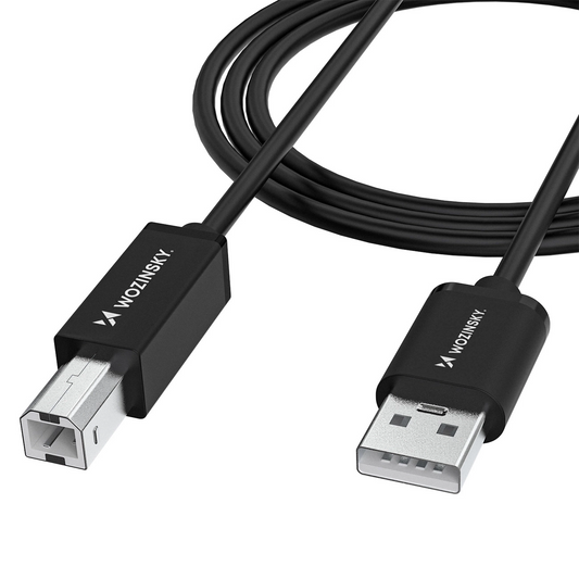 Tlačový kábel WZK WKDDY3S, USB-A - USB-B, 2m, čierny