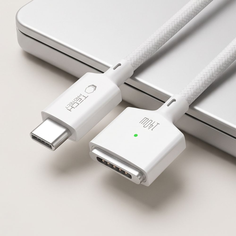 Nabíjací kábel Tech-Protect MMC01 Ultraboost, USB-C - MagSafe 3, 140W, 3m, biely