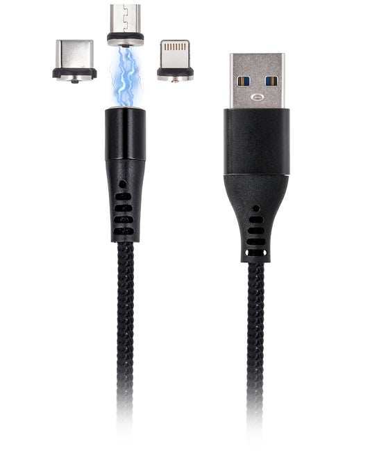 Dátový a nabíjací kábel USB-A - Lightning / microUSB / USB-C MaXlife MXUC-02-2 3v1, 18W, 1m, čierny